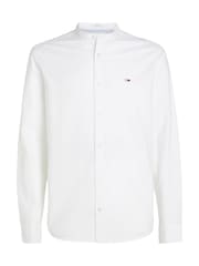 Tommy Jeans White Regular Fit Oxford 100% Cotton Mao-Collared Shirt - Image 4 of 6