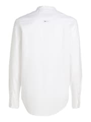 Tommy Jeans White Regular Fit Oxford 100% Cotton Mao-Collared Shirt - Image 5 of 6