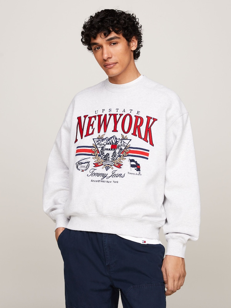 Tommy Jeans Grey Boxy Explorer Vintage Crew Neck Sweatshirt - Image 1 of 6