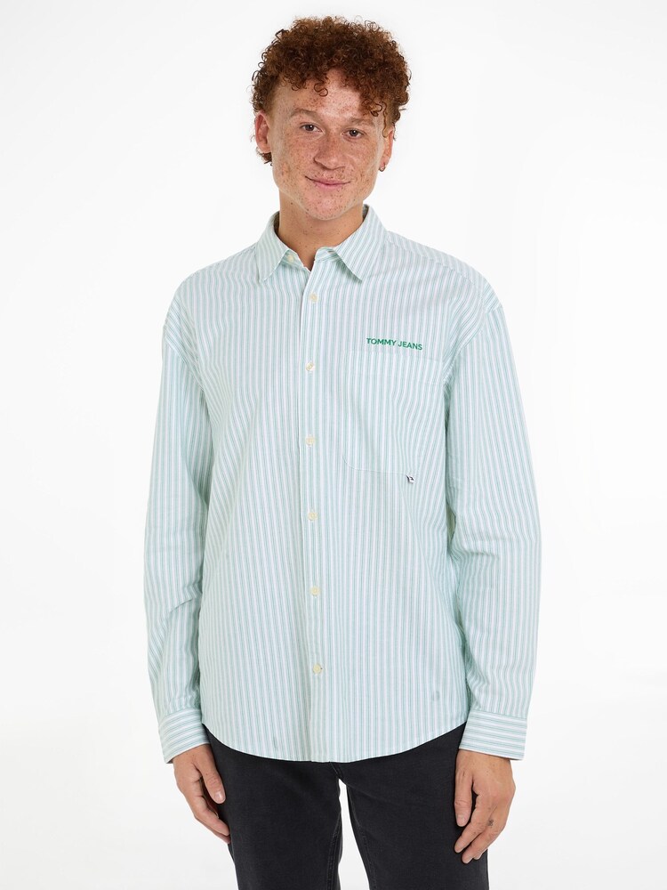 Tommy Jeans Green Stripe Classics Shirt - Image 1 of 6