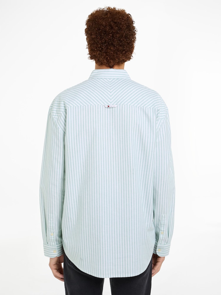 Tommy Jeans Green Stripe Classics Shirt - Image 2 of 6