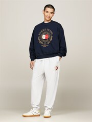 Tommy Jeans Blue Boxy Explorer Luxe Crew Neck 100% Cotton Sweatshirt - Image 1 of 4