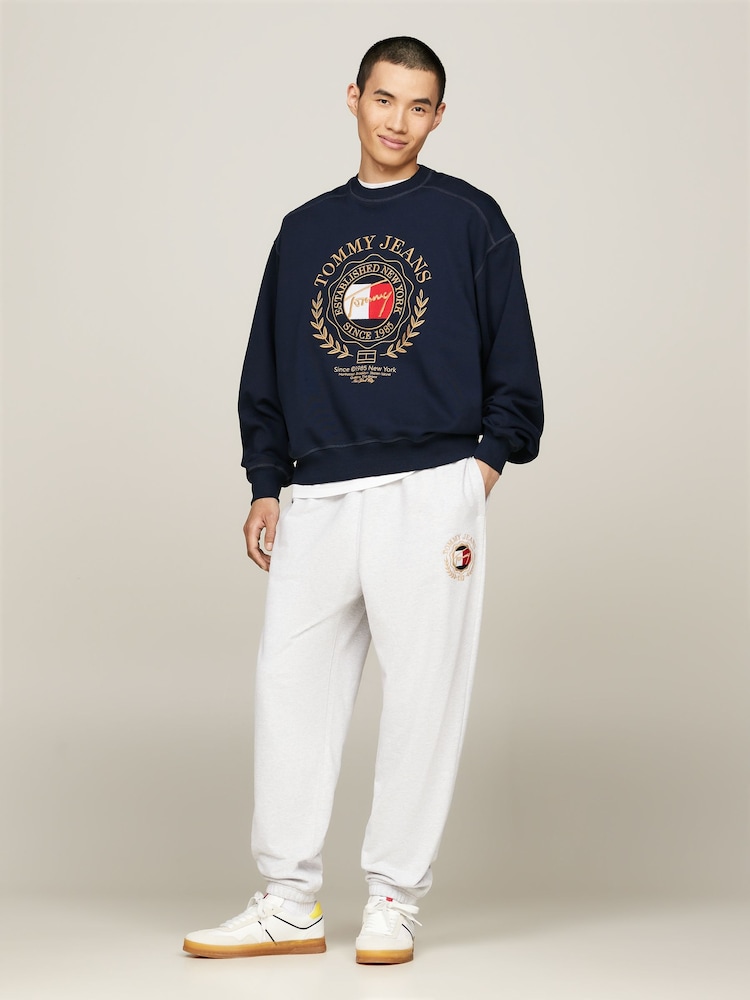 Tommy Jeans Blue Boxy Explorer Luxe Crew Neck 100% Cotton Sweatshirt - Image 1 of 4
