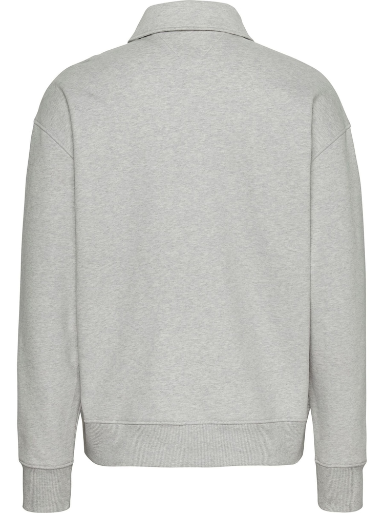 Tommy Jeans Grey Relaxed Explorer Luxe Quarter Zip 100% Cotton Sweatshirt - Image 2 of 3