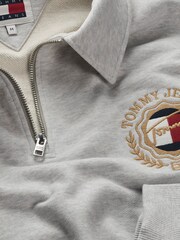 Tommy Jeans Grey Relaxed Explorer Luxe Quarter Zip 100% Cotton Sweatshirt - Image 3 of 3