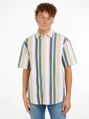 Tommy Jeans Green 100% Cotton Bold Stripes Shirt - Image 1 of 6