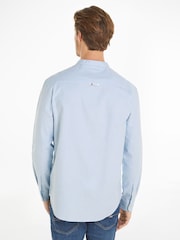 Tommy Jeans Blue Regular Fit Oxford 100% Cotton Mao-Collared Shirt - Image 2 of 6