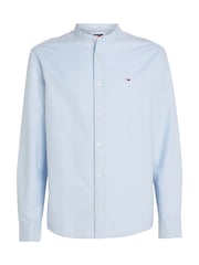 Tommy Jeans Blue Regular Fit Oxford 100% Cotton Mao-Collared Shirt - Image 4 of 6