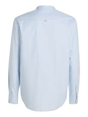 Tommy Jeans Blue Regular Fit Oxford 100% Cotton Mao-Collared Shirt - Image 5 of 6