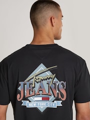Tommy Jeans Black Regular Fit Diamond Twist 100% Cotton T-Shirt - Image 2 of 5
