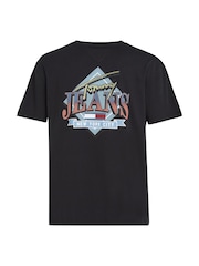 Tommy Jeans Black Regular Fit Diamond Twist 100% Cotton T-Shirt - Image 4 of 5
