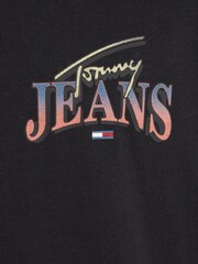 Tommy Jeans Black Regular Fit Diamond Twist 100% Cotton T-Shirt - Image 5 of 5