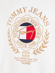 Tommy Jeans White Boxy Explorer Luxe Crew Neck 100% Cotton Sweatshirt - Image 6 of 6