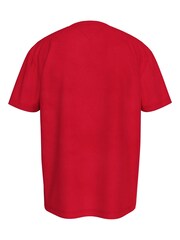 Tommy Jeans Red Regular Fit Classic 100% Cotton T-Shirt - Image 2 of 5