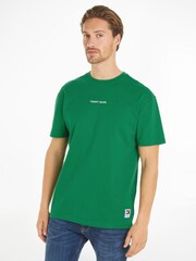 Tommy Jeans Green Regular Fit Classic 100% Cotton T-Shirt - Image 1 of 6