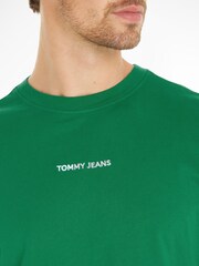 Tommy Jeans Green Regular Fit Classic 100% Cotton T-Shirt - Image 3 of 6