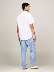 Tommy Jeans White Regular Fit Linen Blend Shirt - Image 2 of 5