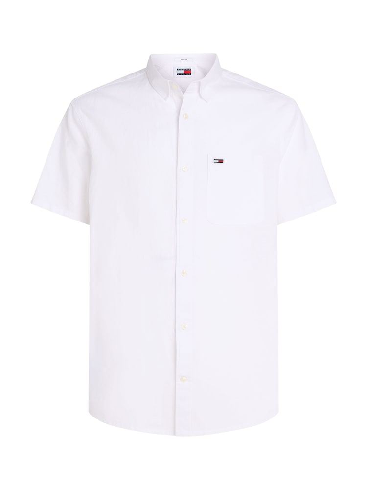 Tommy Jeans White Regular Fit Linen Blend Shirt - Image 5 of 5