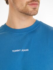Tommy Jeans Blue Regular Fit Classic 100% Cotton T-Shirt - Image 3 of 6