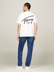 Tommy Jeans White Regular Fit Signature Print 100% Cotton T-Shirt - Image 2 of 4