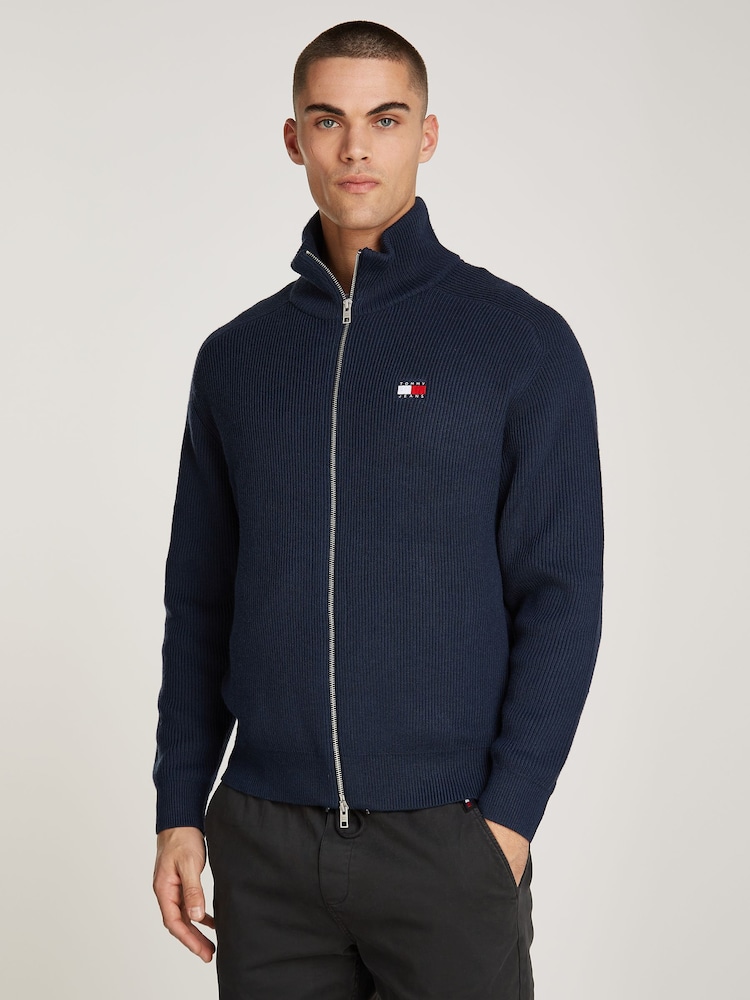 Tommy Jeans Blue Relaxed Zip Sweater - Image 1 of 4 Tommy Jeans Blue Relaxed Zip Sweater - Image 1 of 4