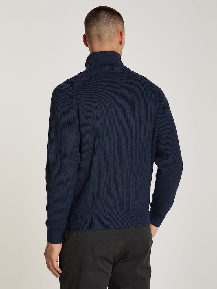 Tommy Jeans Blue Relaxed Zip Sweater - Image 2 of 4 Tommy Jeans Blue Relaxed Zip Sweater - Image 2 of 4