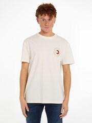 Blanc - T-shirt Tommy Jeans Regular Fit Explorer 100% coton - Image 1 of 4
