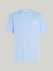 Tommy Jeans Blue Regular Fit Signature Print 100% Cotton T-Shirt - Image 4 of 4