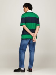 Tommy Jeans Green Classics Short Sleeved Rugby 100% Cotton Polo Shirt - Image 2 of 4