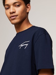 Tommy Jeans Blue Regular Fit Signature T-Shirt - Image 4 of 5