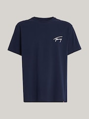 Tommy Jeans Blue Regular Fit Signature T-Shirt - Image 5 of 5
