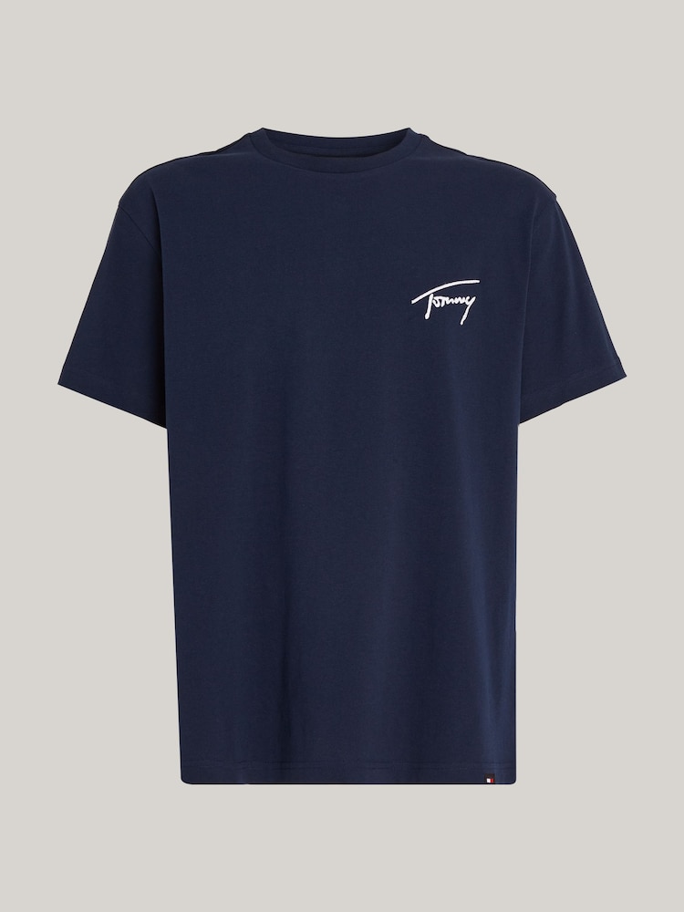 Tommy Jeans Blue Regular Fit Signature T-Shirt - Image 5 of 5