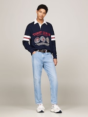 Tommy Jeans Blue Varsity Explorer Rugby 100% Cotton Polo Shirt - Image 4 of 5
