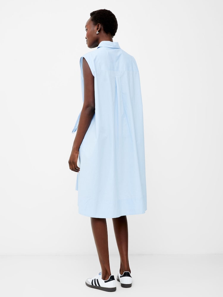 French Connection Blue Rhodes Poplin 100% Cotton Shirt Dress - Image 2 of 4