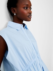 French Connection Blue Rhodes Poplin 100% Cotton Shirt Dress - Image 3 of 4