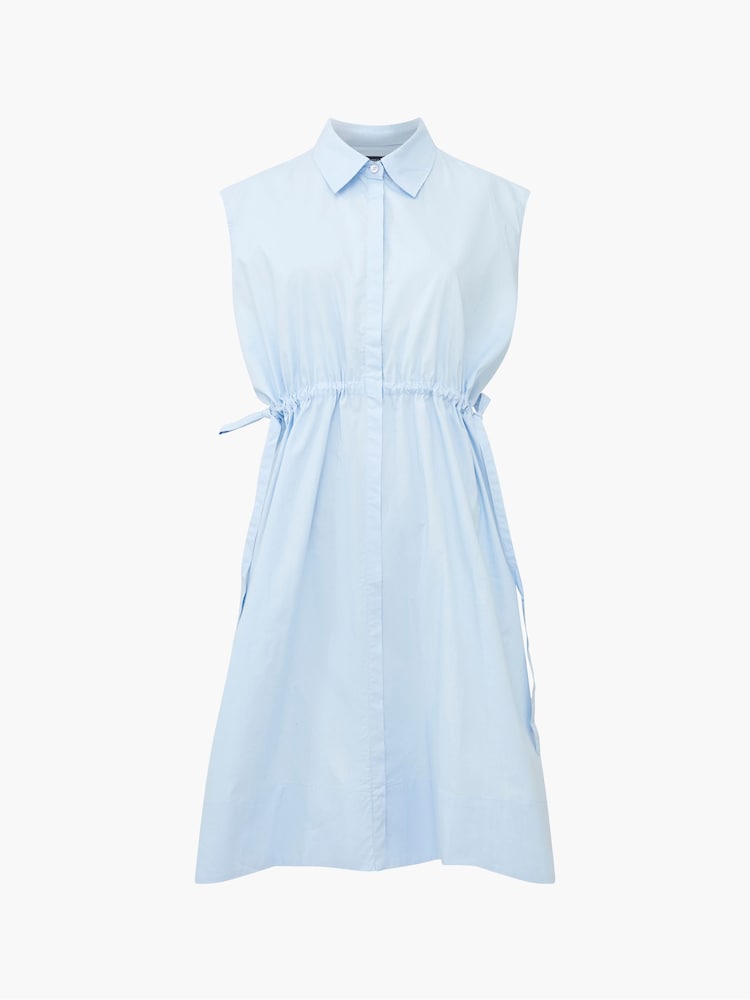 French Connection Blue Rhodes Poplin 100% Cotton Shirt Dress - Image 4 of 4