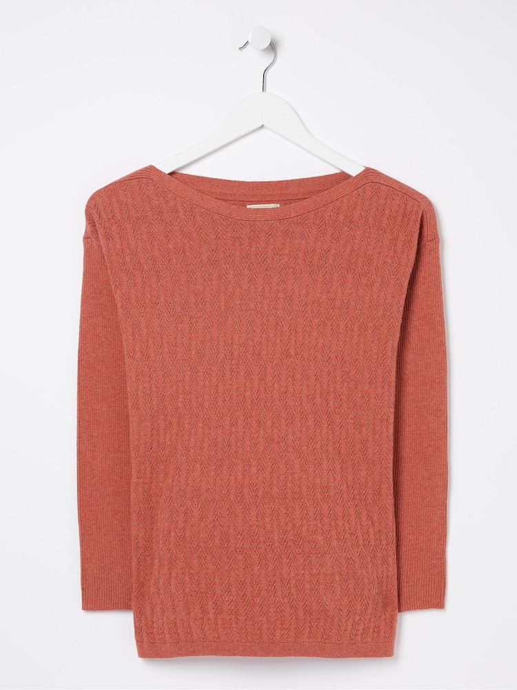 FatFace Sophie Red Boat Neck Jumper - Image 1 of 1
