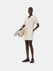 Whistles Ivory/Multi Palm Print Linen Blend Dress - Image 1 of 5