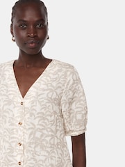 Whistles Ivory/Multi Palm Print Linen Blend Dress - Image 3 of 5