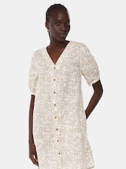 Whistles Ivory/Multi Palm Print Linen Blend Dress - Image 4 of 5