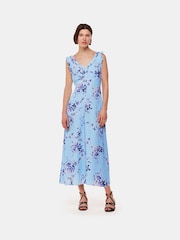 Whistles Blue Bamboo Blossom Ruffle Dress - Image 1 of 5