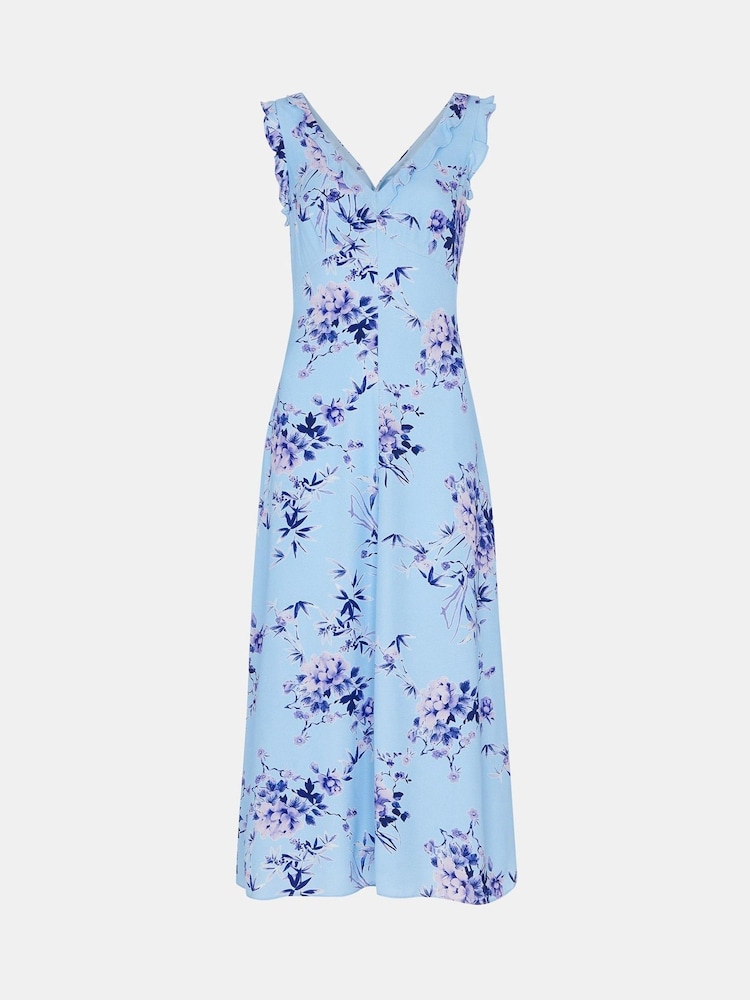 Whistles Blue Bamboo Blossom Ruffle Dress - Image 5 of 5