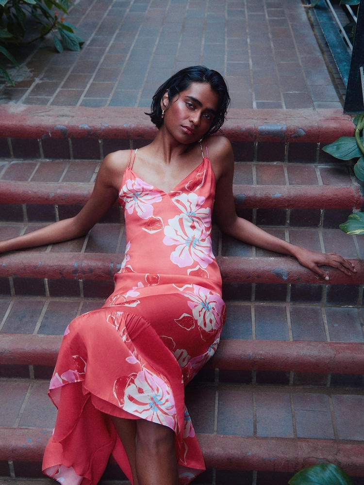 Whistles Orange Hibiscus Print Raffa Dress - Image 1 of 5