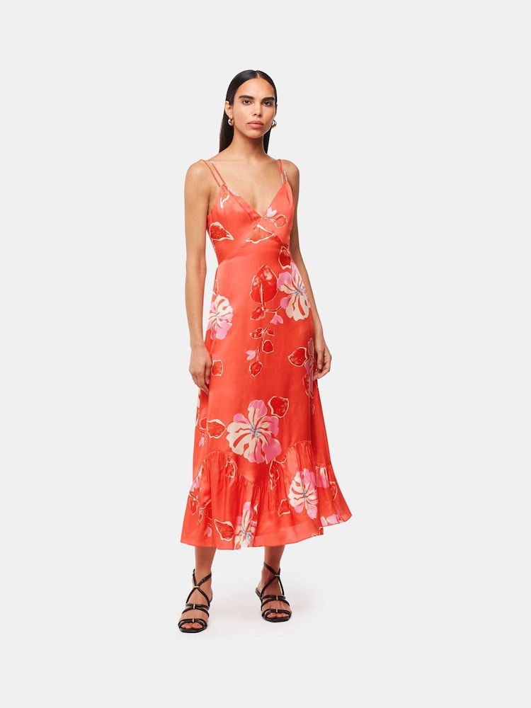 Whistles Orange Hibiscus Print Raffa Dress - Image 2 of 5