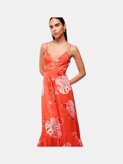 Whistles Orange Hibiscus Print Raffa Dress - Image 4 of 5