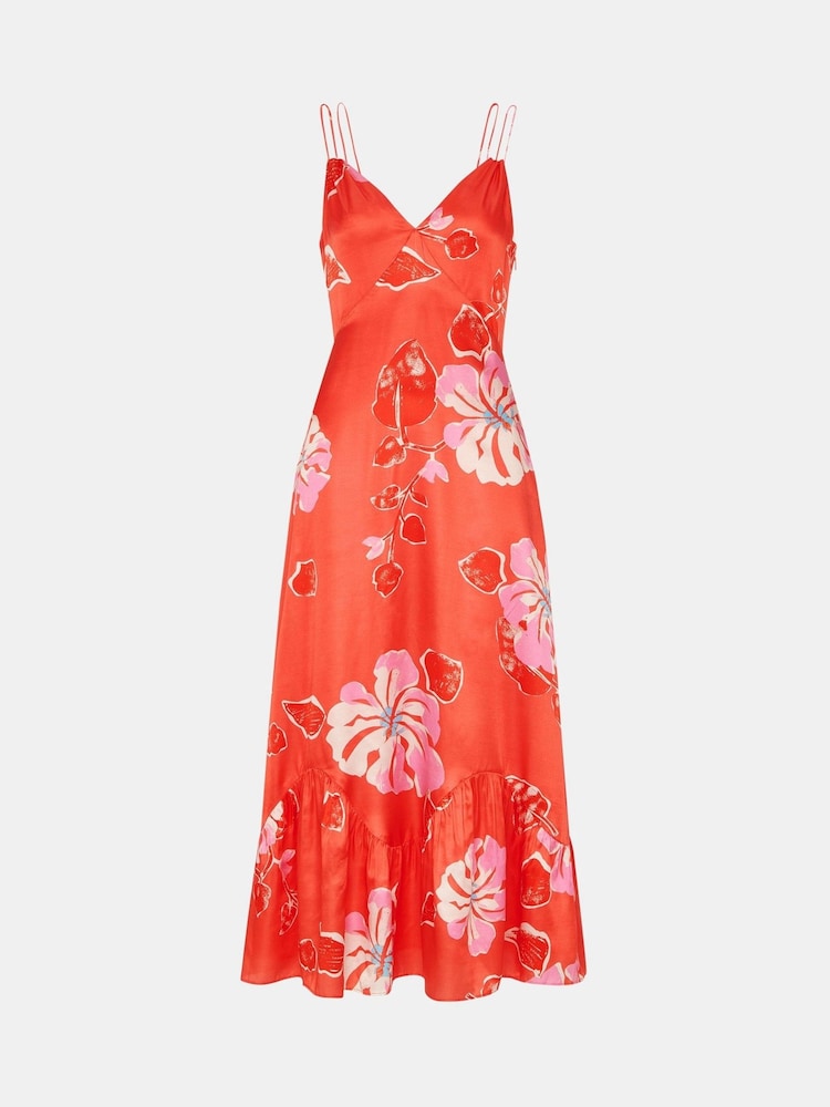 Whistles Orange Hibiscus Print Raffa Dress - Image 5 of 5 Whistles Orange Hibiscus Print Raffa Dress - Image 5 of 5