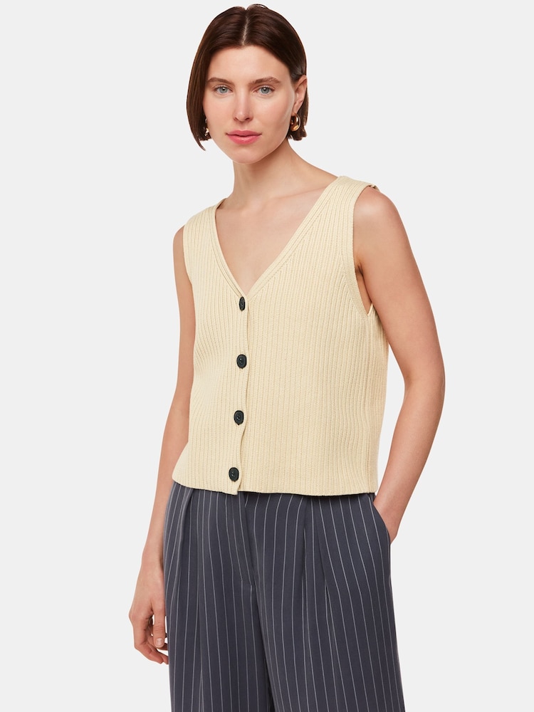 Whistles Yellow Button Front V-Neck Tank - Image 2 of 6 Whistles Yellow Button Front V-Neck Tank - Image 2 of 6
