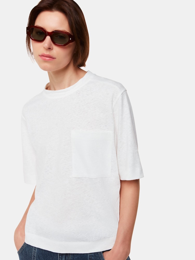 Whistles White Linen Pocket Blend T-Shirt - Image 1 of 5