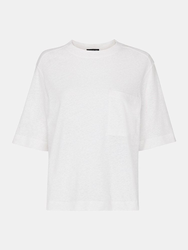 Whistles White Linen Pocket Blend T-Shirt - Image 5 of 5