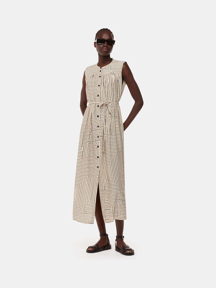 Whistles White Angled Stripe Ilana Dress - Image 1 of 5
